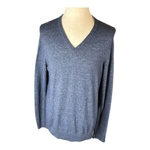 Hugo Boss V‎ Neck Fine Italian Yarn Blue Long Sleeves Classic Slim Fit Size XL